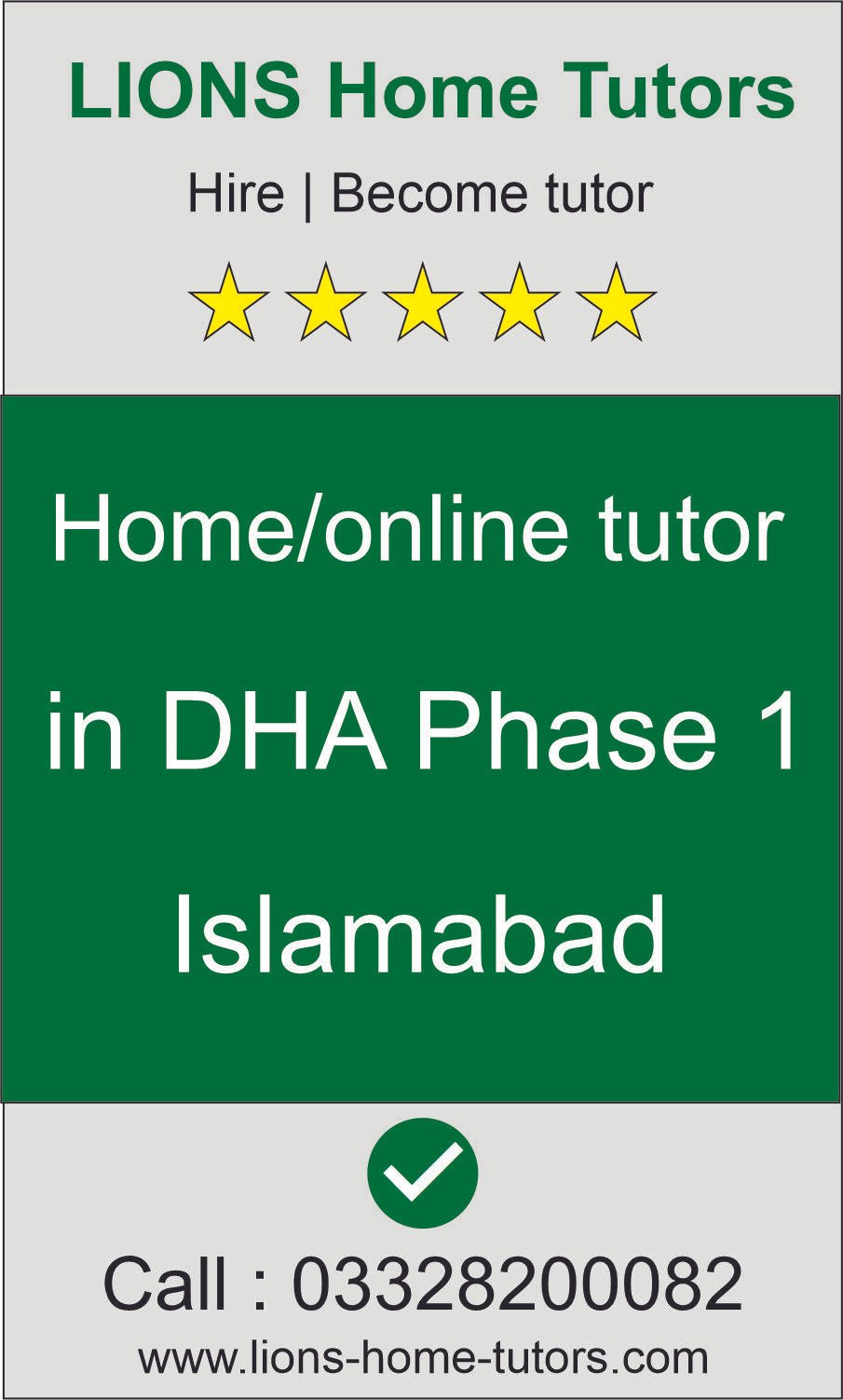Home tutor in Dha Phase 1 Islamabad