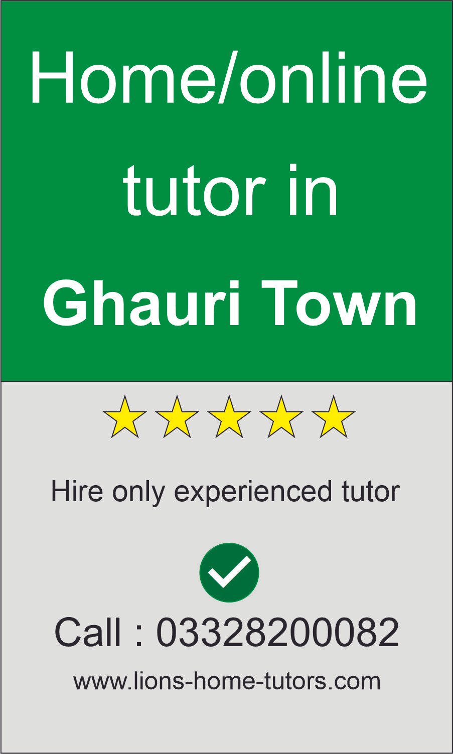Home tutor in Ghauri Town Islamabad