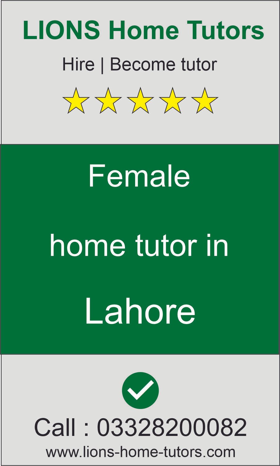 Female home tutor in Lahore